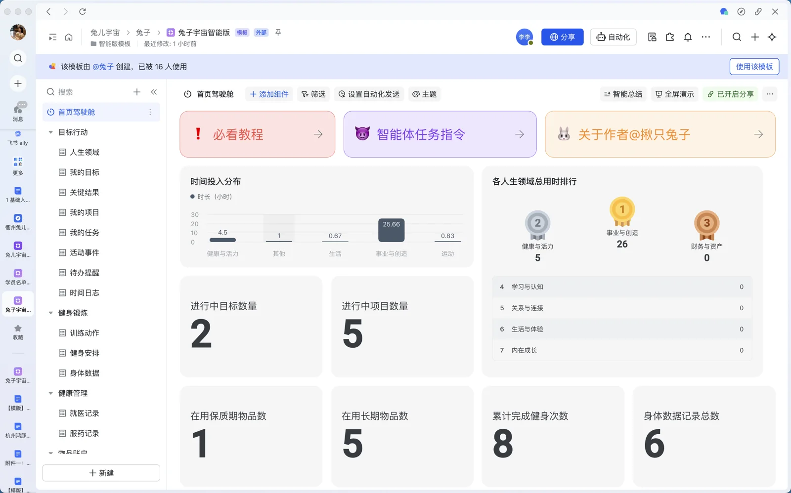 兔子宇宙智能版首页：多个生活模块统一进入同一套底层系统